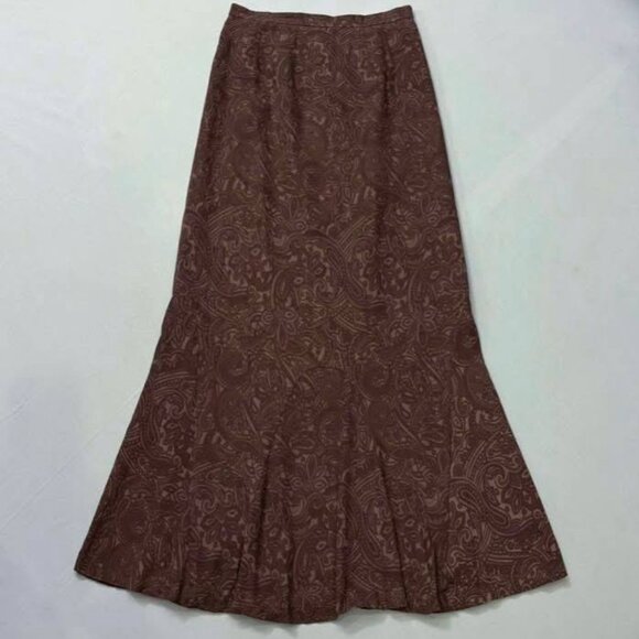 Dresses & Skirts - Brown Paisley Flared Midi Skirt